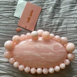 Cult Gaia Jaya Beaded Acrylic Clutch Bag